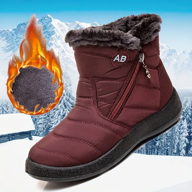 Cozy Winter Snow Boots for Women - Waterproof, Fur-Lined, Insulated Ankle Booties with Side Zipper and Anti-Slip Sole for Warm and Comfortable Walking Experience - Perfect for Cold Weather Outdoor Activities