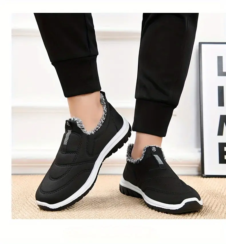 mens winter slip on ankle boots with warm lining and anti slip sole outdoor sneakers details 12
