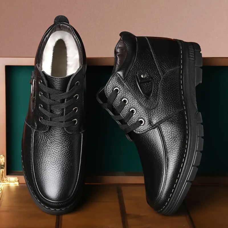 🔥On This Week Sale 70% OFF🔥 Men's Leather Thermal Winter Shoes Boots Lace-ups, Casual Walking Shoes  - W015