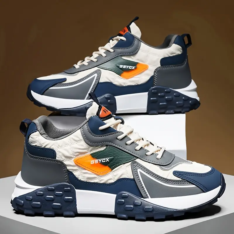 🔥On This Week Sale 70% OFF🔥 Mens' Stylish Color Block Platform Sneakers - Sneakers with Non Slip Sole, Shock Absorption, and Breathable Design for Outdoor Walking  - W013