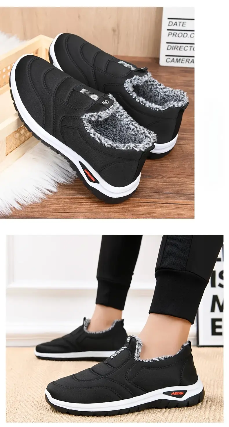mens winter slip on ankle boots with warm lining and anti slip sole outdoor sneakers details 11