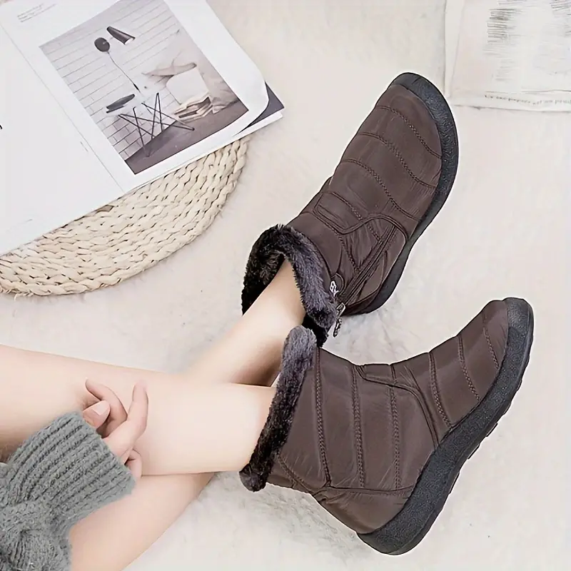 Cozy Winter Snow Boots for Women - Waterproof, Fur-Lined, Insulated Ankle Booties with Side Zipper and Anti-Slip Sole for Warm and Comfortable Walking Experience - Perfect for Cold Weather Outdoor Activities