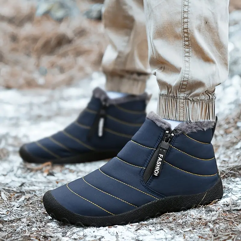 🔥Last Day Promotion 70% OFF 🎁 Cozy Fleece-Lined Men's Winter Snow Boots - Easy Zip, Non-Slip Ankle Protection for Outdoor Trekking