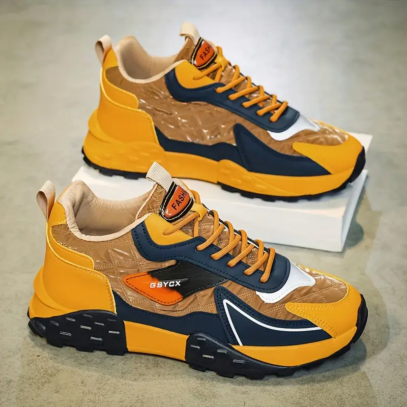 🔥On This Week Sale 70% OFF🔥 Mens' Stylish Color Block Platform Sneakers - Sneakers with Non Slip Sole, Shock Absorption, and Breathable Design for Outdoor Walking  - W013