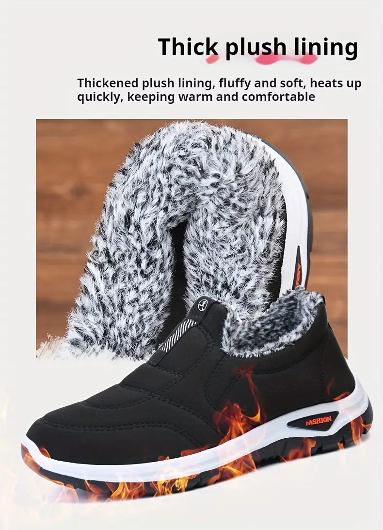 mens winter slip on ankle boots with warm lining and anti slip sole outdoor sneakers details 5