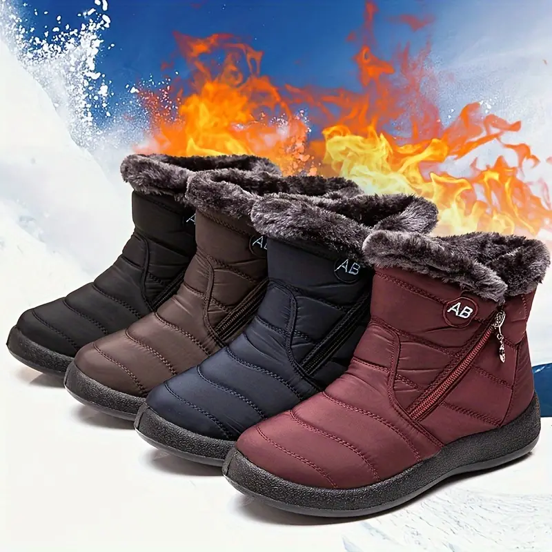 Cozy Winter Snow Boots for Women - Waterproof, Fur-Lined, Insulated Ankle Booties with Side Zipper and Anti-Slip Sole for Warm and Comfortable Walking Experience - Perfect for Cold Weather Outdoor Activities