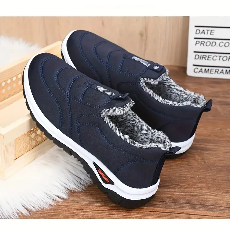 mens winter slip on ankle boots with warm lining and anti slip sole outdoor sneakers details 14