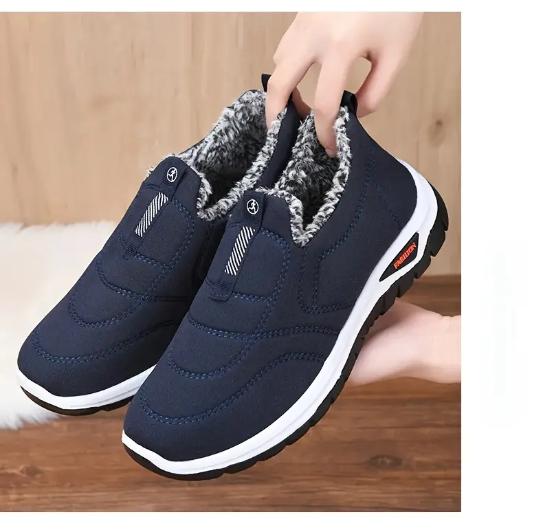 mens winter slip on ankle boots with warm lining and anti slip sole outdoor sneakers details 15