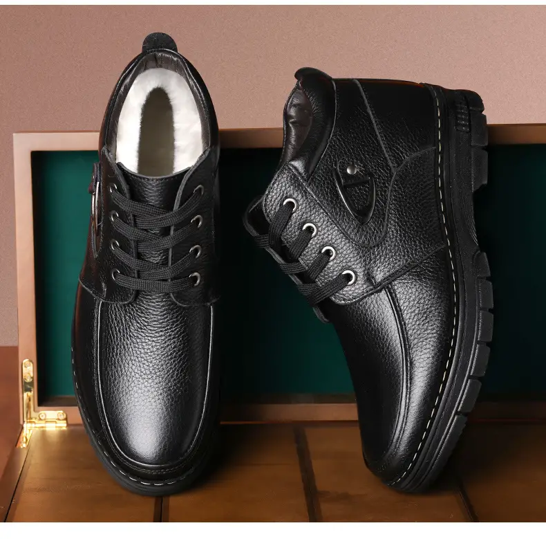 🔥On This Week Sale 70% OFF🔥 Men's Leather Thermal Winter Shoes Boots Lace-ups, Casual Walking Shoes  - W015