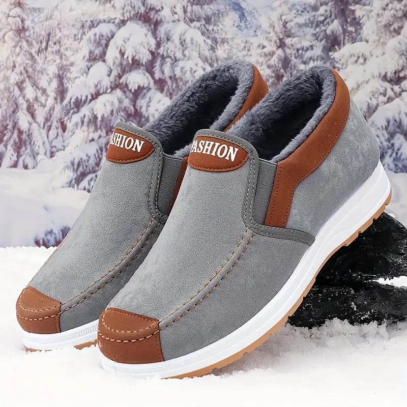 🔥On This Week Sale 70% OFF🔥 Men's Casual Warm Snow Boots, Ankle Height, Fabric Lining, Rubber Sole, Solid Color, Outdoor Footwear - W014