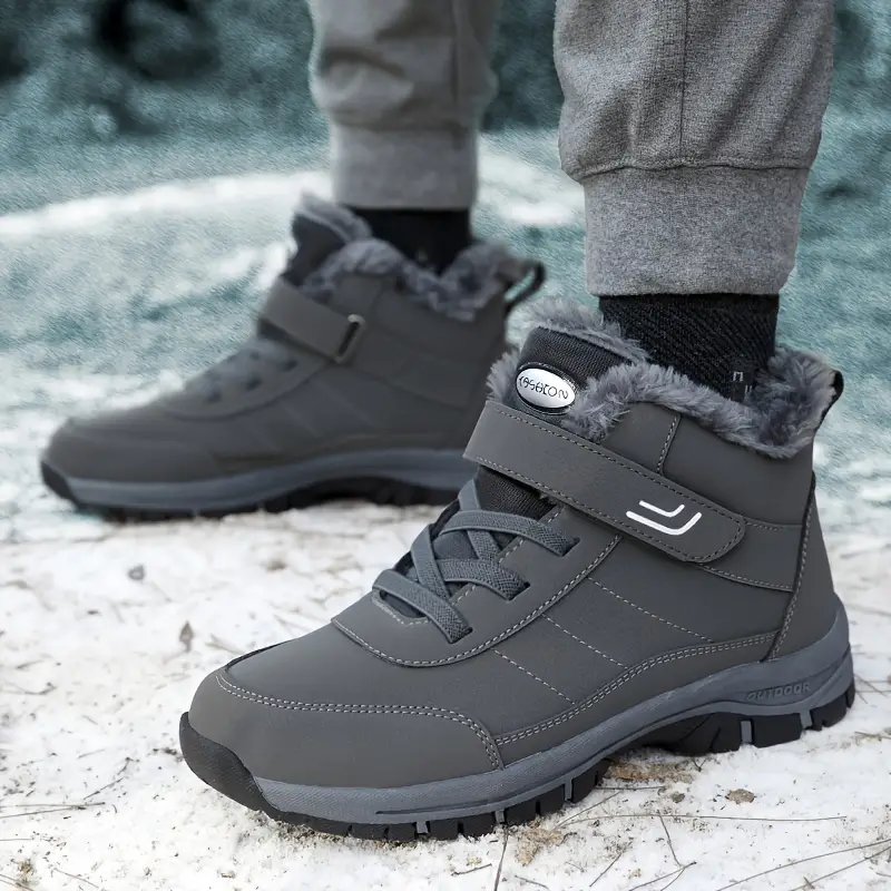 🔥Last Day Promotion 70% OFF 🎁 Thermal Men's Snow Boots, Lace-up Winter Shoes with Hook and Loop Fastener, Casual Hiking Walking Shoes