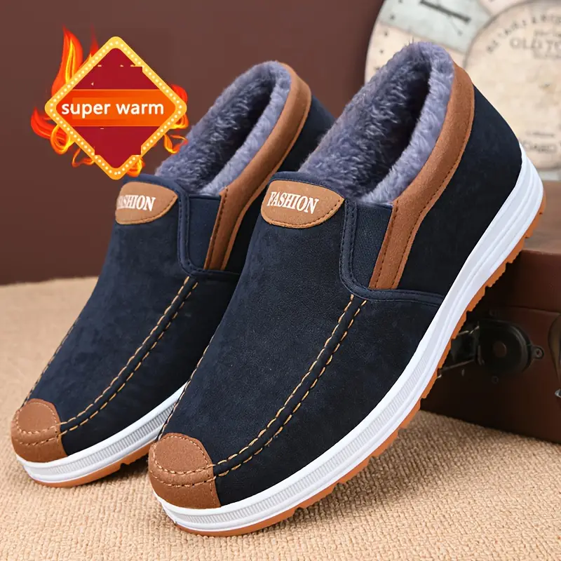 🔥On This Week Sale 70% OFF🔥 Men's Casual Warm Snow Boots, Ankle Height, Fabric Lining, Rubber Sole, Solid Color, Outdoor Footwear - W014