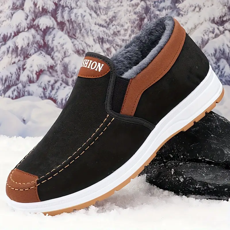 🔥On This Week Sale 70% OFF🔥 Men's Casual Warm Snow Boots, Ankle Height, Fabric Lining, Rubber Sole, Solid Color, Outdoor Footwear - W014