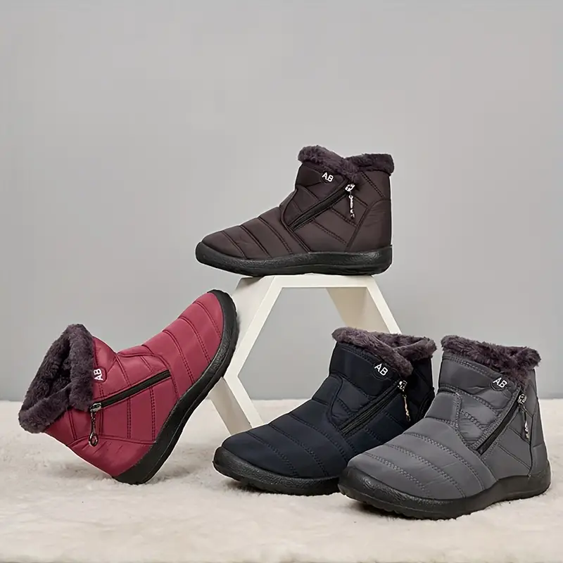 Cozy Winter Snow Boots for Women - Waterproof, Fur-Lined, Insulated Ankle Booties with Side Zipper and Anti-Slip Sole for Warm and Comfortable Walking Experience - Perfect for Cold Weather Outdoor Activities