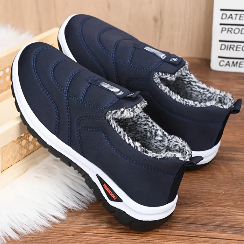 🔥Last Day Promotion 70% OFF 🎁 Men's Winter Slip-On Ankle Boots with Warm Lining and Anti-Slip Sole - Cozy Casual Outdoor Sneakers