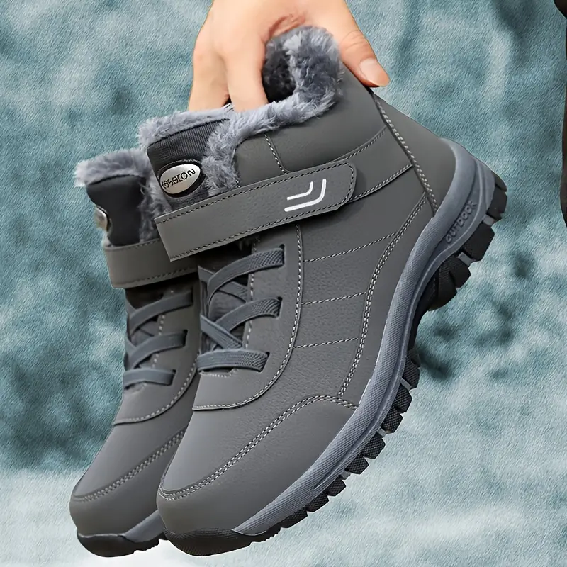 🔥Last Day Promotion 70% OFF 🎁 Thermal Men's Snow Boots, Lace-up Winter Shoes with Hook and Loop Fastener, Casual Hiking Walking Shoes