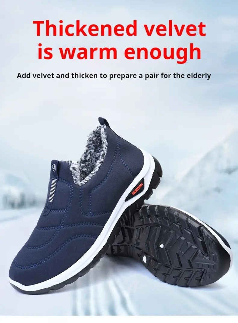 mens winter slip on ankle boots with warm lining and anti slip sole outdoor sneakers details 3