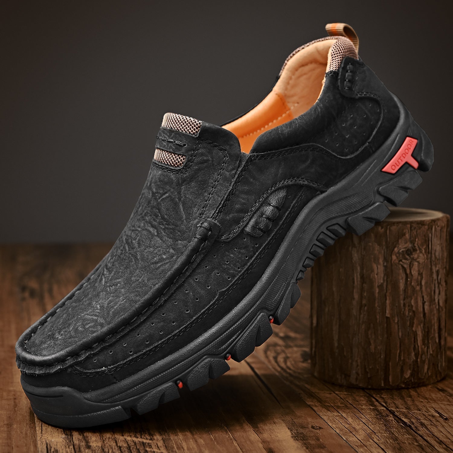 Men’s Casual Leather Shoes Breathable Loafers Lightweight Men Driving Shoes Slip On Fashion Boat Shoes Outdoor Non-Slip Comfort