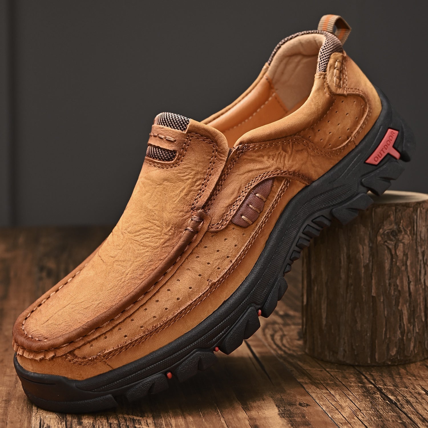Men’s Casual Leather Shoes Breathable Loafers Lightweight Men Driving Shoes Slip On Fashion Boat Shoes Outdoor Non-Slip Comfort