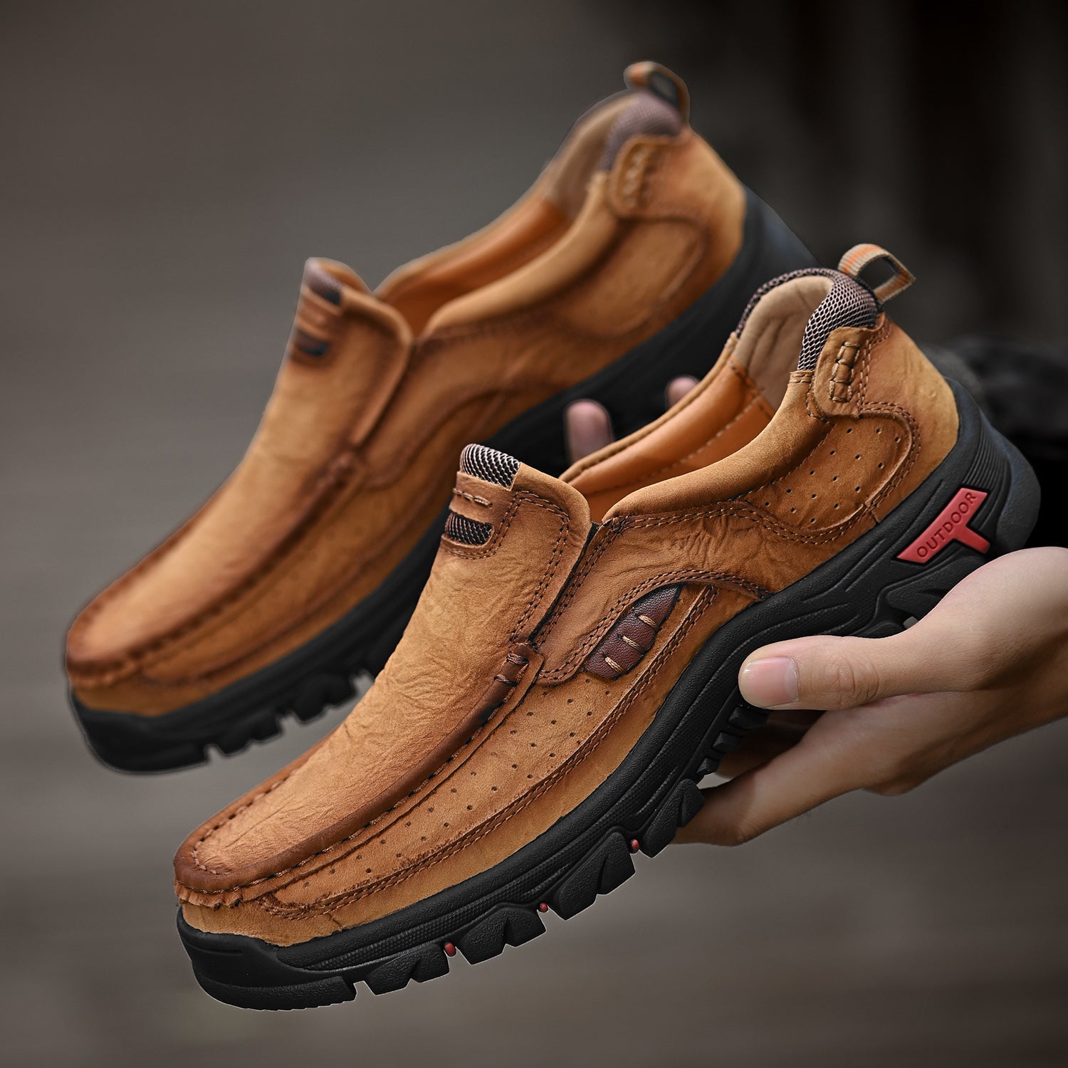 Men’s Casual Leather Shoes Breathable Loafers Lightweight Men Driving Shoes Slip On Fashion Boat Shoes Outdoor Non-Slip Comfort