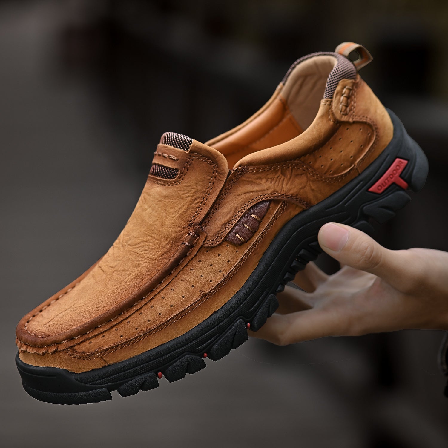 Men’s Casual Leather Shoes Breathable Loafers Lightweight Men Driving Shoes Slip On Fashion Boat Shoes Outdoor Non-Slip Comfort