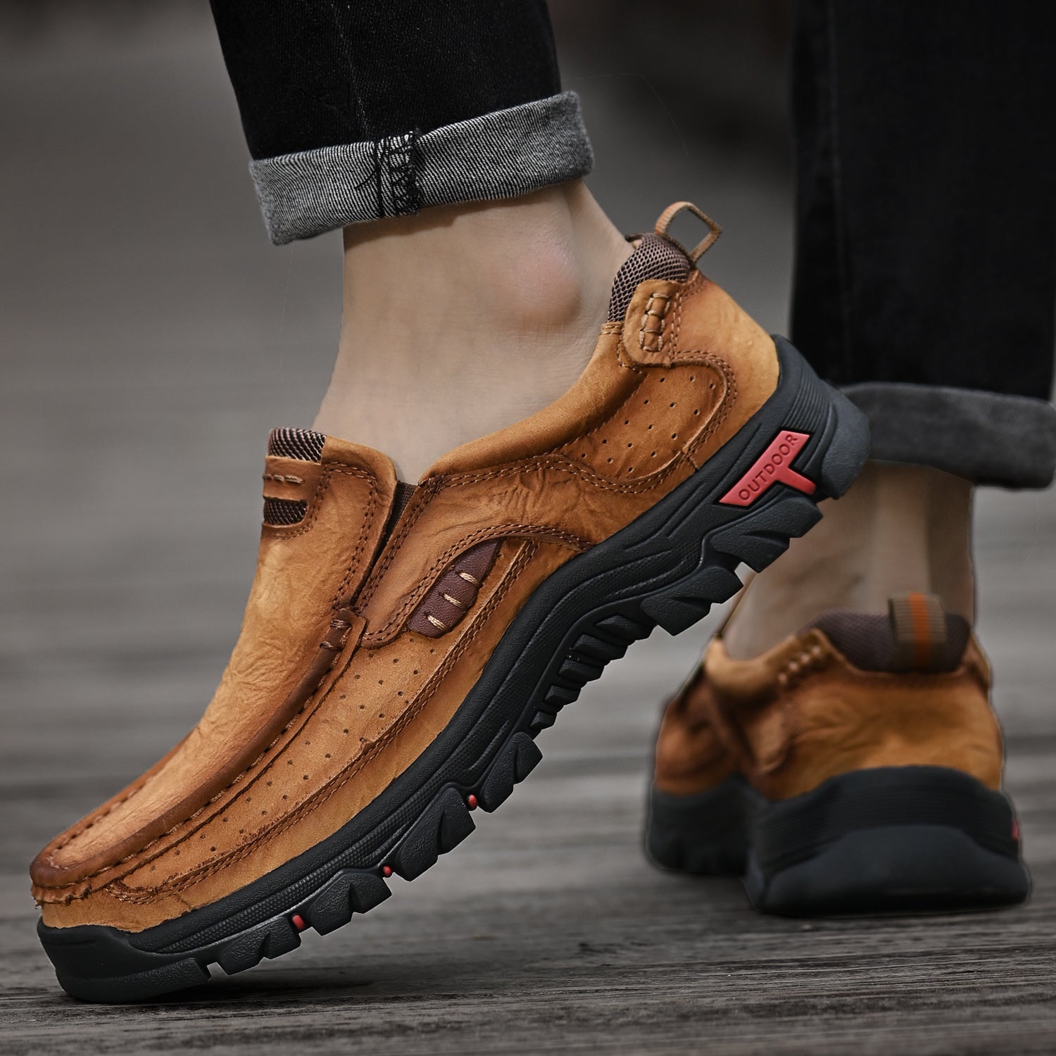 Men’s Casual Leather Shoes Breathable Loafers Lightweight Men Driving Shoes Slip On Fashion Boat Shoes Outdoor Non-Slip Comfort