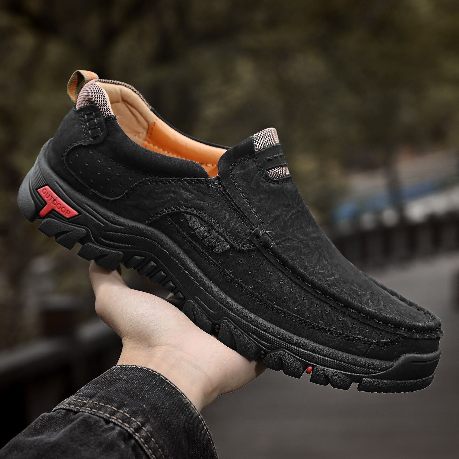 Men’s Casual Leather Shoes Breathable Loafers Lightweight Men Driving Shoes Slip On Fashion Boat Shoes Outdoor Non-Slip Comfort