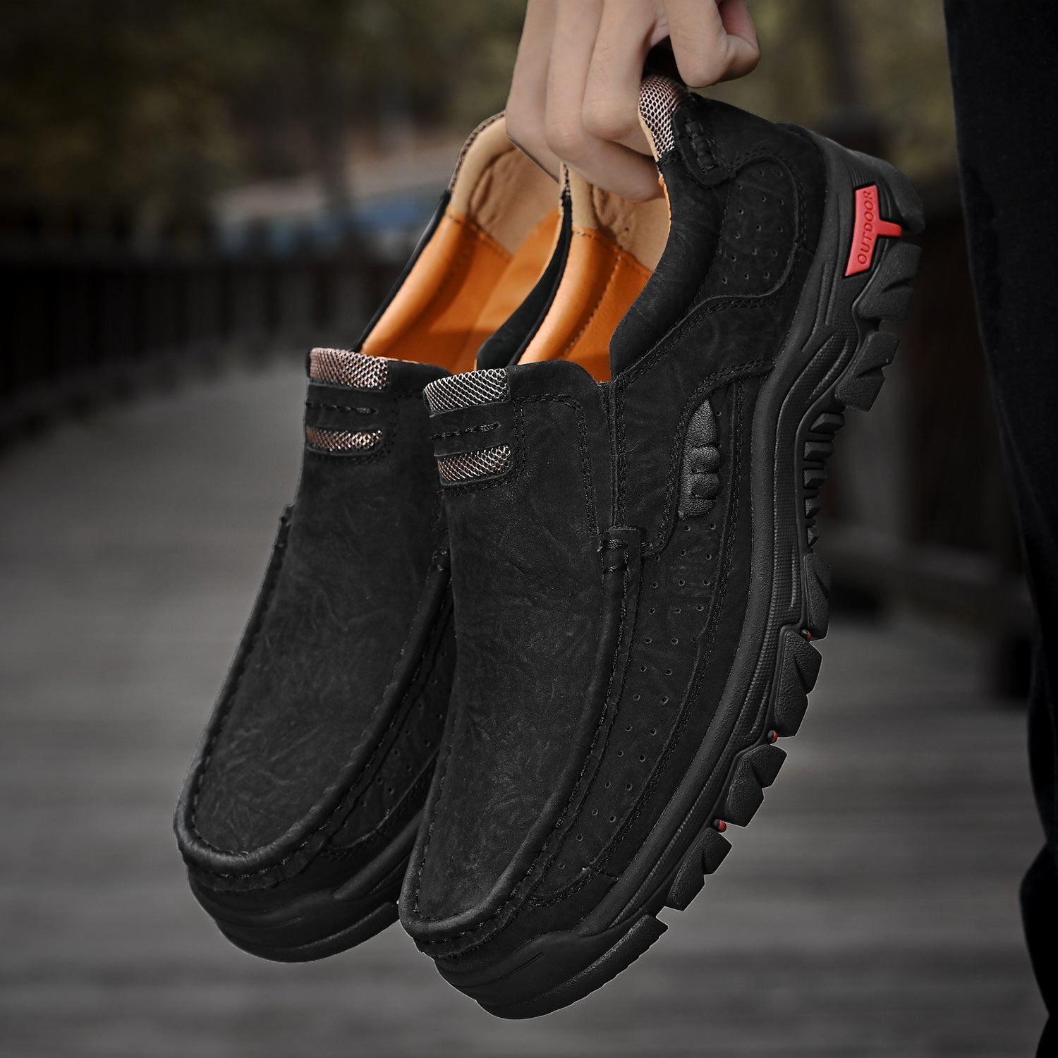 Men’s Casual Leather Shoes Breathable Loafers Lightweight Men Driving Shoes Slip On Fashion Boat Shoes Outdoor Non-Slip Comfort