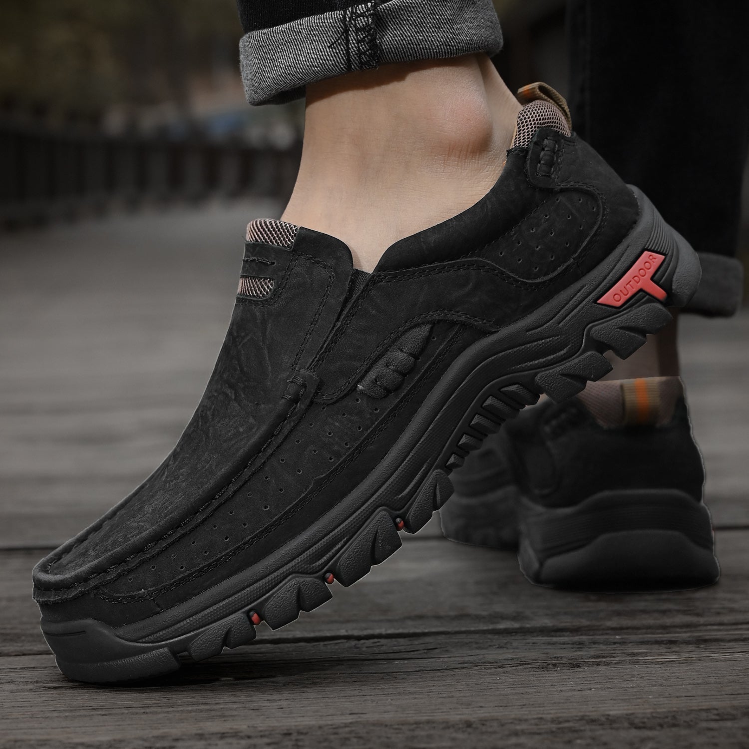 Men’s Casual Leather Shoes Breathable Loafers Lightweight Men Driving Shoes Slip On Fashion Boat Shoes Outdoor Non-Slip Comfort