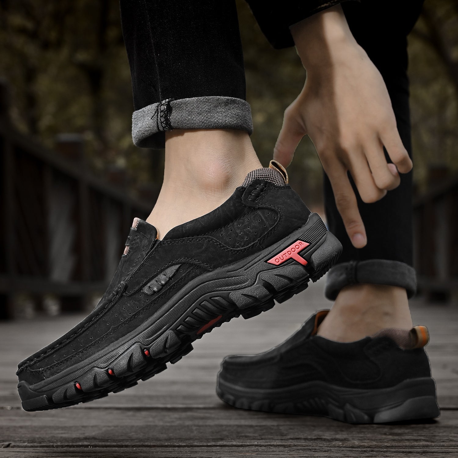 Men’s Casual Leather Shoes Breathable Loafers Lightweight Men Driving Shoes Slip On Fashion Boat Shoes Outdoor Non-Slip Comfort