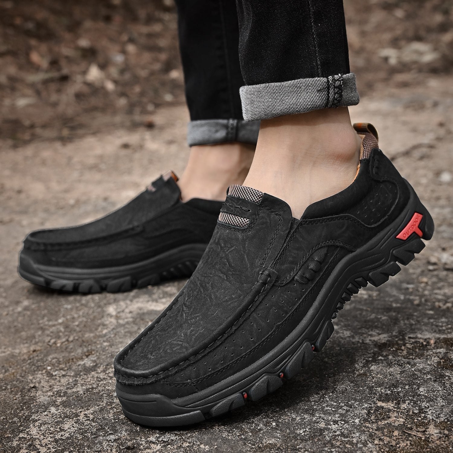 Men’s Casual Leather Shoes Breathable Loafers Lightweight Men Driving Shoes Slip On Fashion Boat Shoes Outdoor Non-Slip Comfort