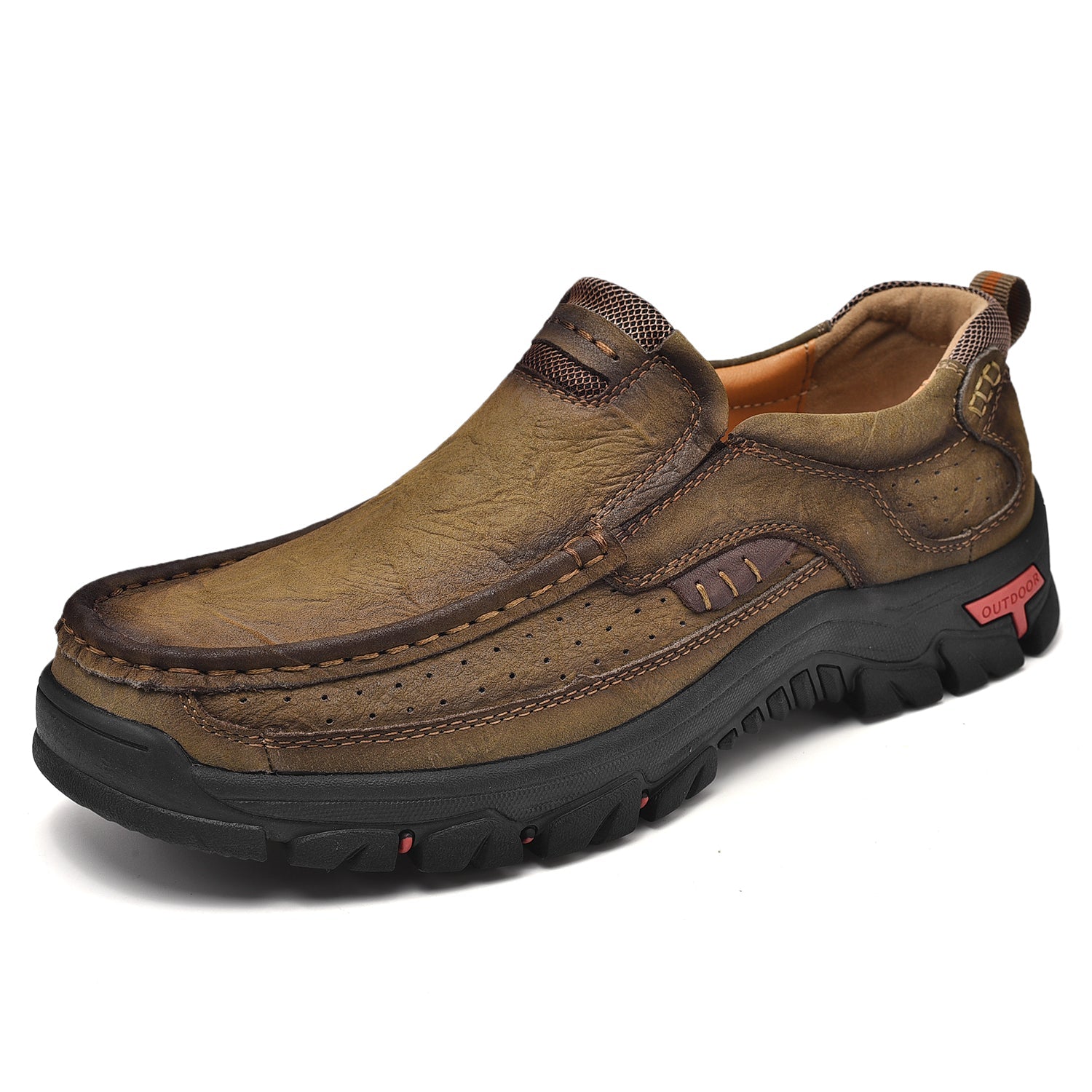 Men’s Casual Leather Shoes Breathable Loafers Lightweight Men Driving Shoes Slip On Fashion Boat Shoes Outdoor Non-Slip Comfort