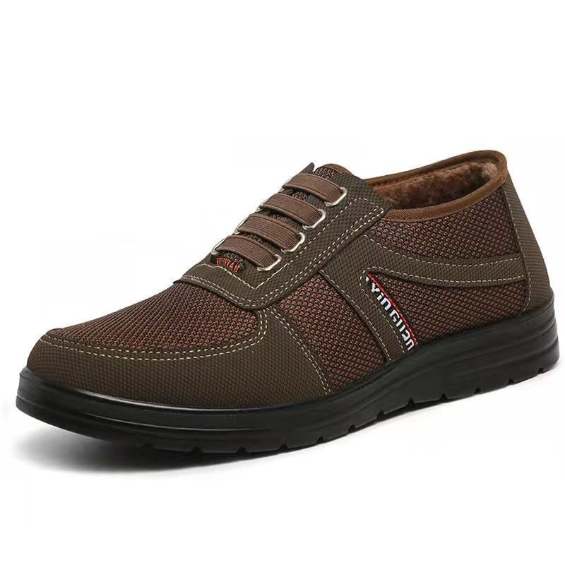 Old Beijing cloth shoes men's plus velvet soft sole middle-aged and elderly shoes dad cotton shoes men's driving shoes plus size cotton shoes