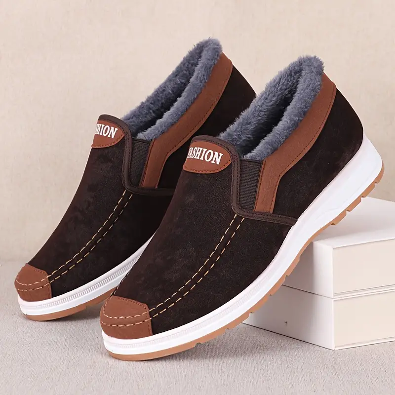 🔥On This Week Sale 70% OFF🔥 Men's Casual Warm Snow Boots, Ankle Height, Fabric Lining, Rubber Sole, Solid Color, Outdoor Footwear - W014