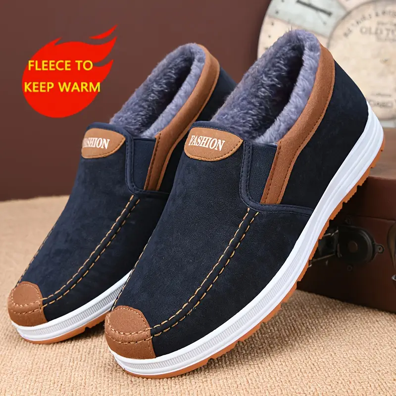 🔥On This Week Sale 70% OFF🔥 Men's Casual Warm Snow Boots, Ankle Height, Fabric Lining, Rubber Sole, Solid Color, Outdoor Footwear - W014