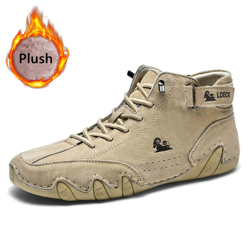 🔥HOT SALE🎁--60% OFF 🎉Waterproof Boots Comfortable For Winter，Unisex Handmade Suede Velcro High Boots