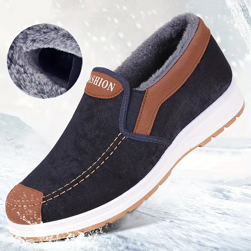 🔥On This Week Sale 70% OFF🔥 Men's Casual Warm Snow Boots, Ankle Height, Fabric Lining, Rubber Sole, Solid Color, Outdoor Footwear - W014