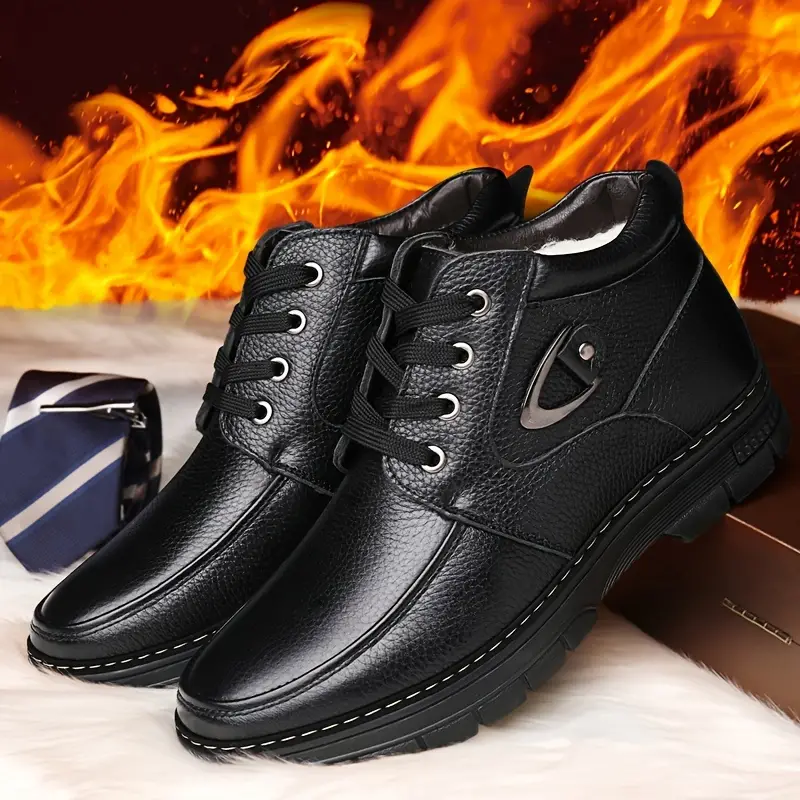 🔥On This Week Sale 70% OFF🔥 Men's Leather Thermal Winter Shoes Boots Lace-ups, Casual Walking Shoes  - W015