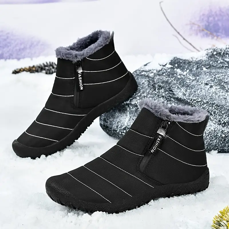 🔥Last Day Promotion 70% OFF 🎁 Cozy Fleece-Lined Men's Winter Snow Boots - Easy Zip, Non-Slip Ankle Protection for Outdoor Trekking