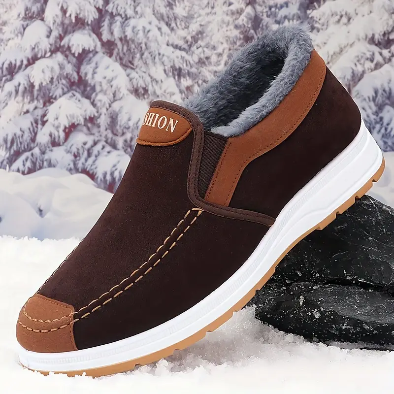 🔥On This Week Sale 70% OFF🔥 Men's Casual Warm Snow Boots, Ankle Height, Fabric Lining, Rubber Sole, Solid Color, Outdoor Footwear - W014