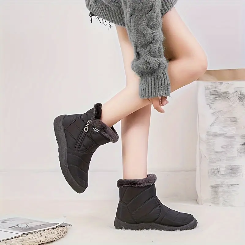 Cozy Winter Snow Boots for Women - Waterproof, Fur-Lined, Insulated Ankle Booties with Side Zipper and Anti-Slip Sole for Warm and Comfortable Walking Experience - Perfect for Cold Weather Outdoor Activities