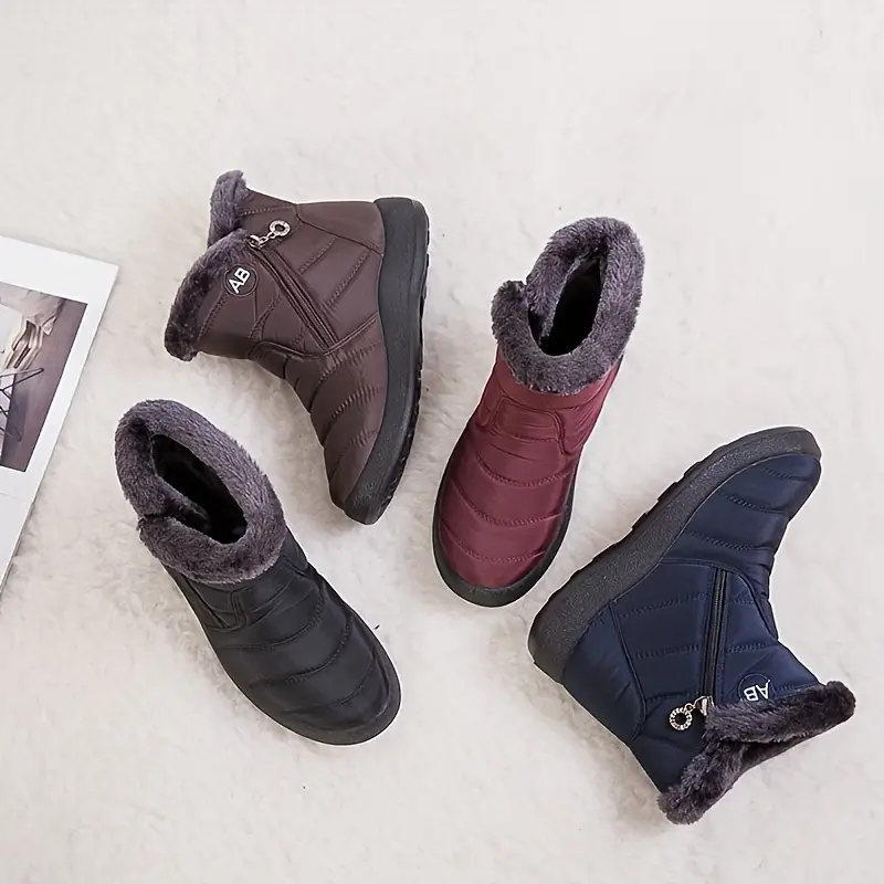 Cozy Winter Snow Boots for Women - Waterproof, Fur-Lined, Insulated Ankle Booties with Side Zipper and Anti-Slip Sole for Warm and Comfortable Walking Experience - Perfect for Cold Weather Outdoor Activities