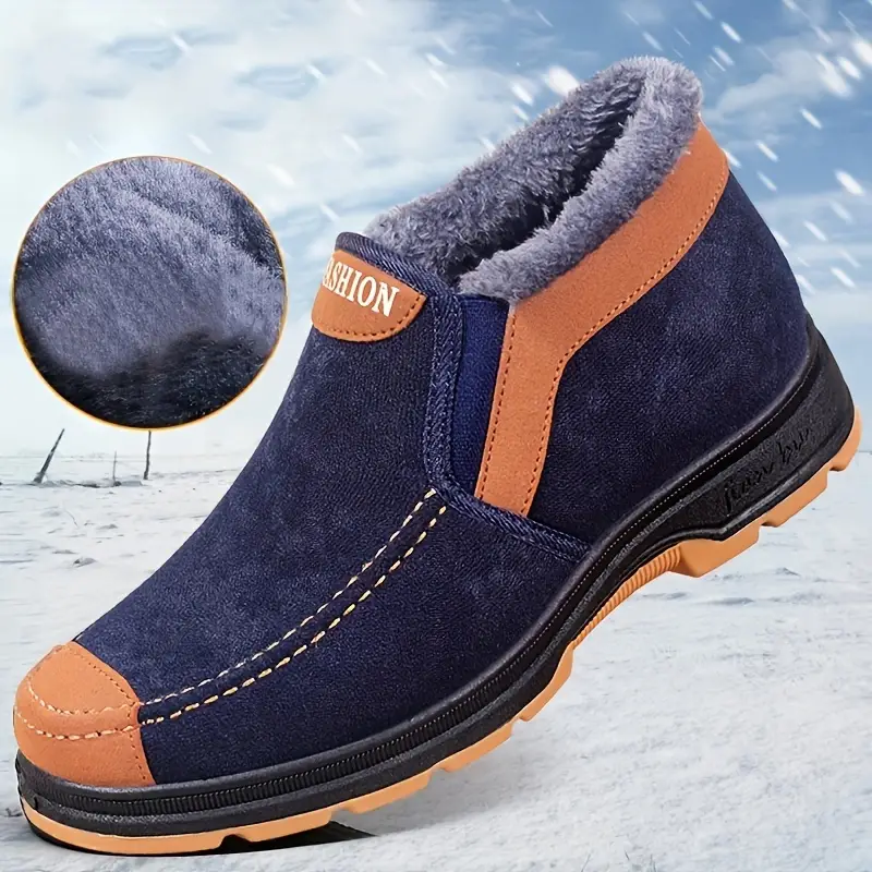 🔥On This Week Sale 70% OFF🔥 Men's Casual Warm Snow Boots, Ankle Height, Fabric Lining, Rubber Sole, Solid Color, Outdoor Footwear - W014
