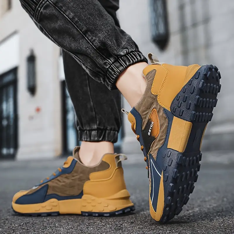 🔥On This Week Sale 70% OFF🔥 Mens' Stylish Color Block Platform Sneakers - Sneakers with Non Slip Sole, Shock Absorption, and Breathable Design for Outdoor Walking  - W013