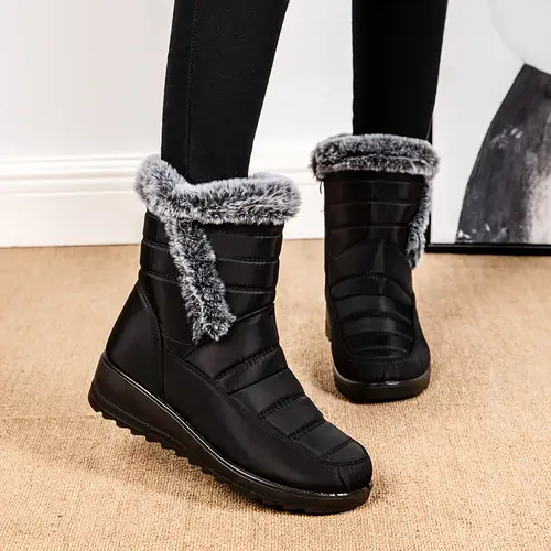 Cozy Winter Snow Boots for Women - Waterproof, Fur-Lined, Insulated Ankle Booties with Side Zipper and Anti-Slip Sole for Warm and Comfortable Walking Experience - Perfect for Cold Weather Outdoor Activities