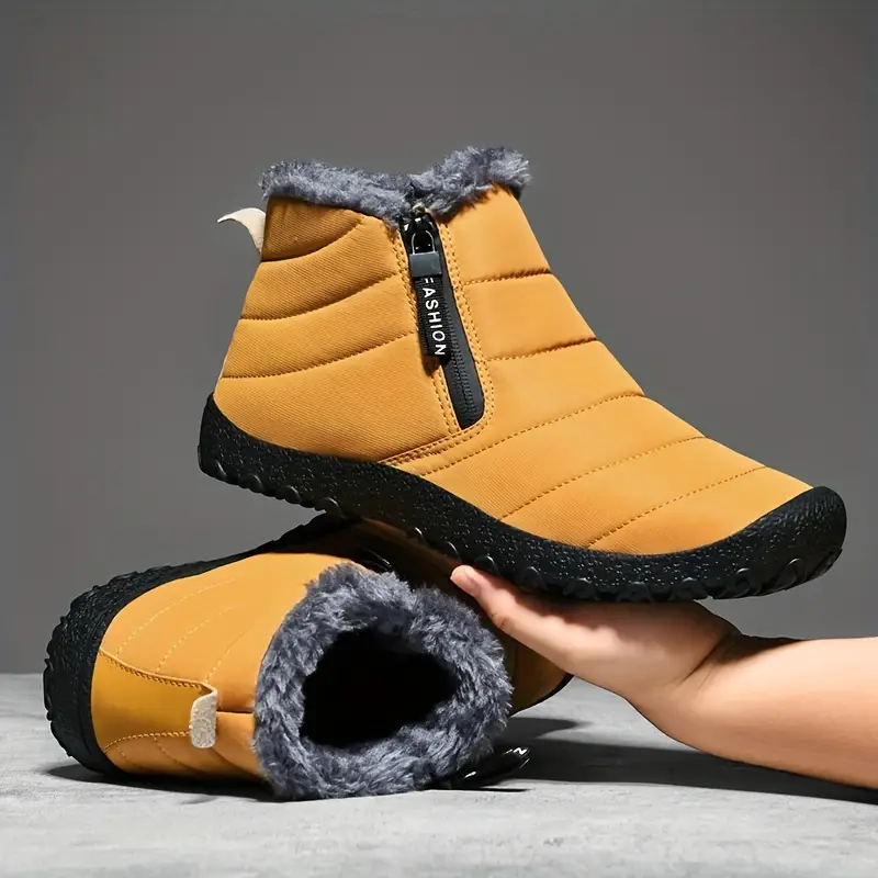 🔥Last Day Promotion 70% OFF 🎁 Cozy Fleece-Lined Men's Winter Snow Boots - Easy Zip, Non-Slip Ankle Protection for Outdoor Trekking