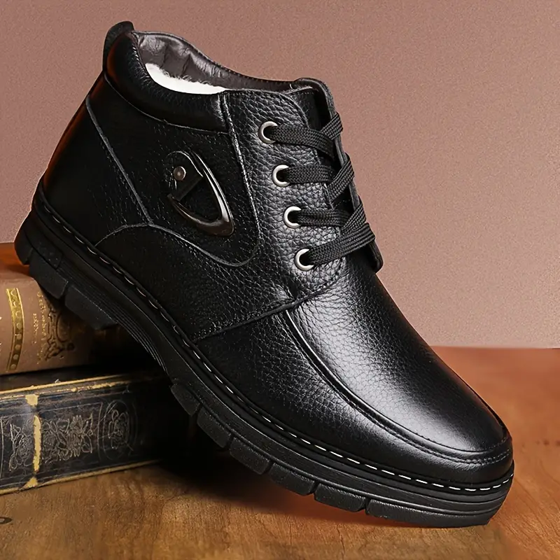 🔥On This Week Sale 70% OFF🔥 Men's Leather Thermal Winter Shoes Boots Lace-ups, Casual Walking Shoes  - W015