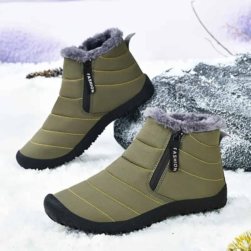 🔥Last Day Promotion 70% OFF 🎁 Cozy Fleece-Lined Men's Winter Snow Boots - Easy Zip, Non-Slip Ankle Protection for Outdoor Trekking