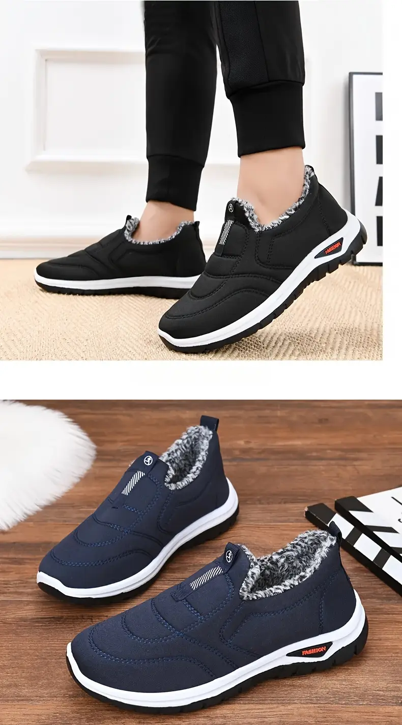 mens winter slip on ankle boots with warm lining and anti slip sole outdoor sneakers details 13