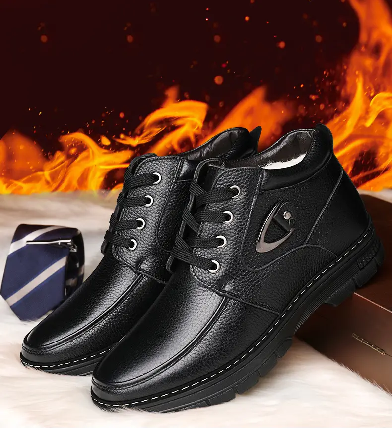 🔥On This Week Sale 70% OFF🔥 Men's Leather Thermal Winter Shoes Boots Lace-ups, Casual Walking Shoes  - W015